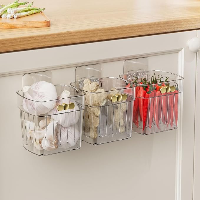 4 Pack Adhesive Cabinet Door Organizer, Compact Pantry Organizers and Storage Bins, Clear Bathroom Storage Organizer Shelf for Narrow Space, Wall Mounted Shower Caddy Hanging Sink Caddy - Image 2