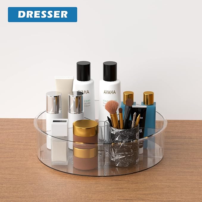 Divided Lazy Susan Turntable Storage Container Rotating Organizer Spinning Organizer Bins for Kitchen Cabinet, Pantry, Refrigerator, Countertop - Image 4