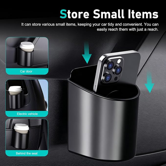 2PCS Car Door Cup Holder, Shock-resistant Wobble-free Backseat Cup Organizer, Multifunctional Clip On Beverage Holder, Universal for Most Vehicles (Black) - Image 4