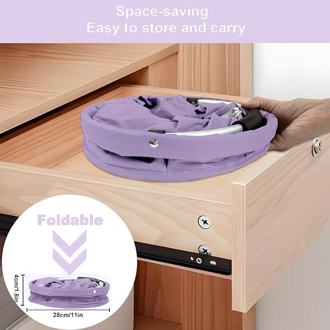 17L Cleaning Caddy with Handle, Cleaning Supplies Organizer, Foldable Storage Basket, Cleaning Supply Caddy, Portable Multi Cleaning Bucket Bag for Home, Garden (Purple) - Image 6