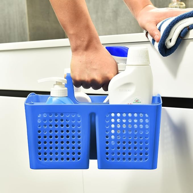 Portable Shower Caddy Basket with 3 Compartments and Handle, Deep Blue | Plastic Divided Toiletry Caddy Organizer for College Dorms, Shared Bathrooms, Gyms, Locker Rooms, Pools and Travel - Image 3