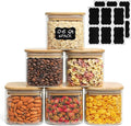 ComSaf Square Glass Containers With Lids 0.6 Qt, Set of 6 Small Galss Jars | Small Glass Canisters, Spice Jar, Pantry Organization, Snack, Cookie, Coffee Bar Organization, Size For Subpackage, BPA Free by ComSaf