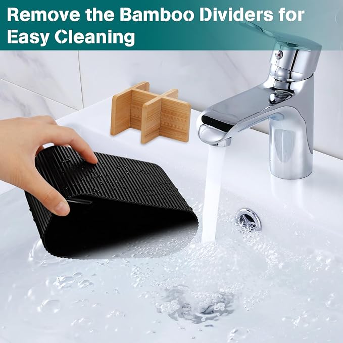 GFWARE Black Toothbrush Holder, 5 Slots Bathroom Organizers and Storage | Bamboo Toothbrush Holder, Kids Electric Toothbrush Holder and Toothpaste Storage for Bathroom Sink Organizer - Image 4