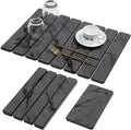 2 PCS Stone Dish Drying Mat for Kitchen Counter,Quick Dry Stone Dishes Mats,Marbled Water Absorbing Diatomaceous Earth Drying Pad for Countertop Bottles Utensils Cups（Dark Gray 20"×14" & 8"x4"） by linidcoudhome