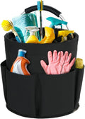 Cleaning Caddy with Handle, Cleaning Products Organiser, 17L Foldable Storage Basket, Cleaning Caddy Organiser, Portable Multi Cleaning Bucket Bag for Home, Garden (Black) by Bototack