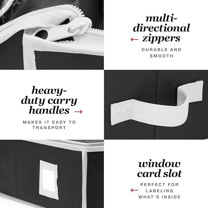 Premium Wrapping Paper Organizer Storage | Gift Wrap Holder With Extra Pockets for Christmas Decorations, Reinforced Handles, Heavy Duty, Ultra-Durable, Tear-Proof Fabric - Fits Up to 27 Rolls (Black) - Image 3