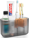 GFWARE Clear Acrylic Toothbrush Holder, 5 Slots Bathroom Storage Organizer | Bamboo Toothbrush Holder, Kids Electric Toothbrush Holder and Toothpaste Storage for Bathroom Caddy Decor by GFWARE