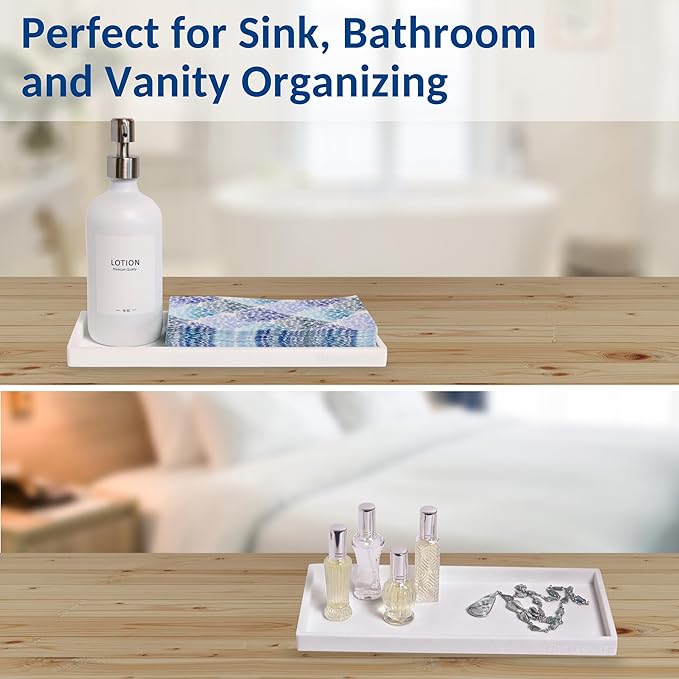 Silicone Countertop & Vanity Bathroom Tray – 2 PC 11.7" | Bathroom Tray Set, Bathroom Tray Countertop, Bathroom Counter Tray, Dish Soap Kitchen Tray & Bathroom Organizer Countertop - Image 6