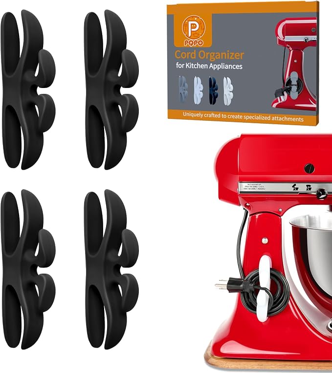 4 Pack Cord Organizer for Kitchen Appliances, Stick On Appliance Wire Organizer Wire Wrapper for Kitchen Appliances Stand Mixers (Black) - Image 6