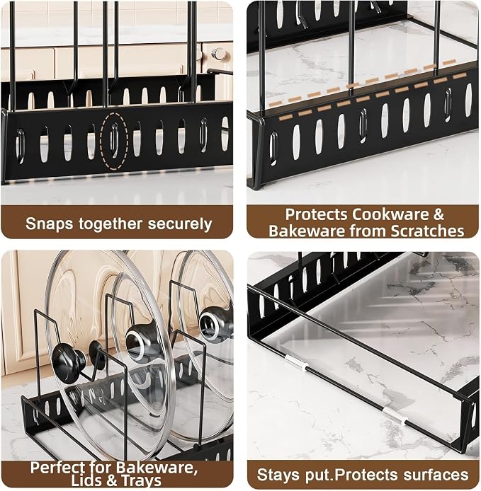 4-Pack Bakeware & Cutting Board Organizer,Pan Lid Rack for Cabinet | 4-Rack Modular Design, Adjustable Dividers, Flexible Cabinet Storage for Bakeware, Pans & Cutting Boards - Image 6