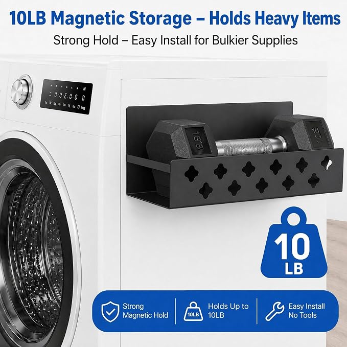 Linidcoud Laundry Room Organization, 3 Pack Magnetic Shelves Laundry Organizer, Strong Multipurpose Magnetic Shelf for Bathroom Kitchen Fridge Organization - Image 7
