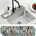 2 Pcs Colored Wood Grain Kitchen Sink Splash Guard Faucet Mat for Sinks Absorbing Drying Mats for Kitchen Bathroom, 23.6x5.5inch by CONCHLERY%E6%97%97%E8%88%B0%E5%BA%97