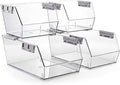HOMESTEAD Set of 4 Stackable Storage Bins, 2 Large + 2 Small Clear Plastic Organizer Bins, Open Front Design for Kitchen Pantry, Fridge, Cabinet, Bathroom Organization and Snack Storage by Homestead