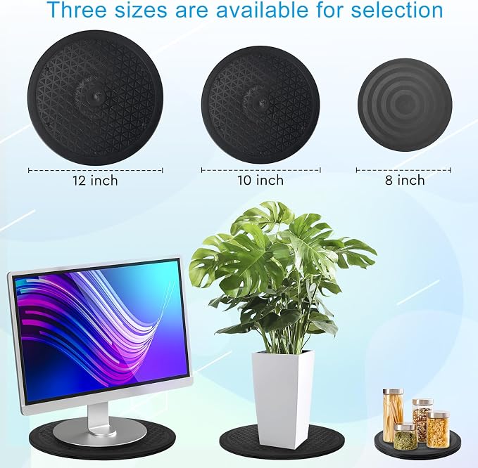 Eichzer 12 Inch Lazy Susan Turntable Organizer, Heavy Duty Swivel Stand | Steel Ball Bearings, 360 Degree Smooth Rotation, Multi Use for Model, Plants, Crafts, TV, Monitor & Laptop Display - Image 7