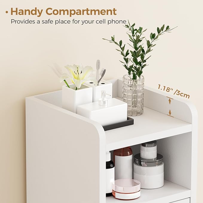BEWISHOME Small Bathroom Storage Cabinet, 2 Doors Narrow Bathroom Cabinet | Storage Cabinet with Adjustable Shelves, Narrow Toilet Paper Cabinet 7.9"D x 7.9"W x 31.5"H, for Small Spaces, White YYG03W - Image 9