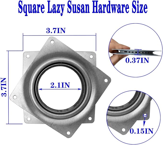 18Pack Lazy Susan Hardware, 4-inch Lazy Susan Hardware Square for Crafts, 300lbs Capacity Zinc Plated Steel Swivel Bearing for Turntable, Serving Trays, Kitchen Storage Racks, Rotating Bearing Plate | Lazy Susan Hardware Base for Serving Trays Kitchen ... - Image 3