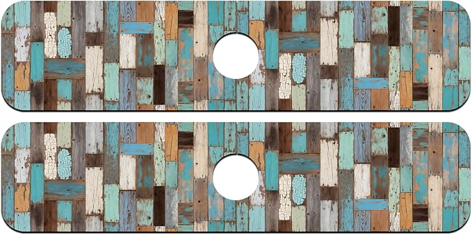 2 Pcs Colored Wood Grain Kitchen Sink Splash Guard Faucet Mat for Sinks Absorbing Drying Mats for Kitchen Bathroom, 23.6x5.5inch - Image 8