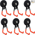 ULIBERMAGNET Heavy Duty Magnetic Garage Hooks,6 Pack Strong Large Magnet Hooks for Power Drill,Garden Tools,Hose,Pegboard,Garage, Workshop,Magnetic Storage Hook for Indoor Outdoor Hanging(Orange) by ULIBERMAGNET