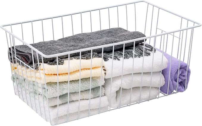16inch Freezer Storage Organizer Baskets, Household Wire Refrigerator Bins with Built-in Handles for Cabinet, Pantry, Closet - Image 5