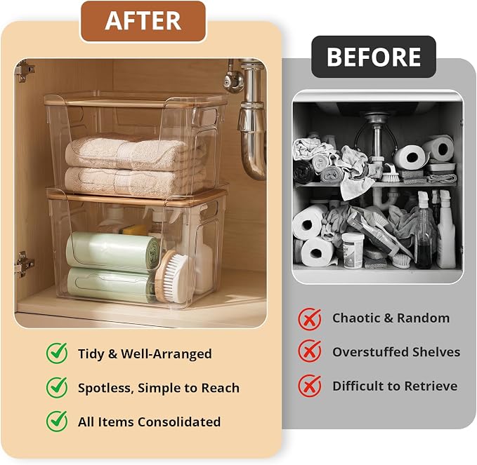 CANTAMI Plastic Trash Bag Dispenser with Lids, Stackable, 2Pack, 2XL | Clear Trash Bag Organizer for Kitchen, Laundry Room, Under Sink Organization and Storage - Image 6