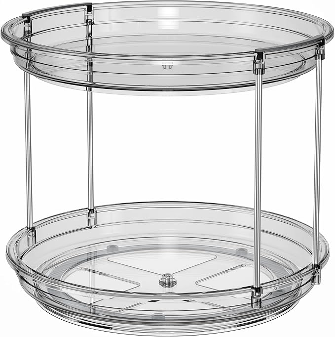 LAMU 2 Pack 2 Tier Lazy Susan Turntable Organizer 10.6'' Rotating Spice Rack Organization for Cabinet, Kitchen, Pantry, Countertop, Bathroom, Vanity, Medicine Cabinet Organizer, Grey - Image 8