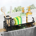 Consumest Sponge Holder for Kitchen Sink - Sink Caddy with Stainless Steel Self Drain Tray, Sink Organizer with High Brush Holder Countertop for Kitchen Sink Accessories, Black-Extra Large by Consumest