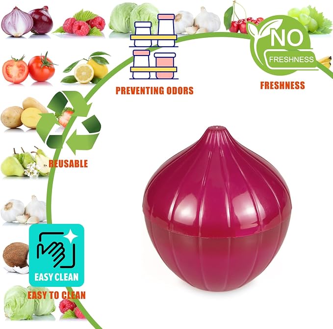 Vegetable and Fruit Storage Containers for Refrigerator, Pack of 2 | Avocado and Onion Storage, Food Storage Containers with Lids - Image 3