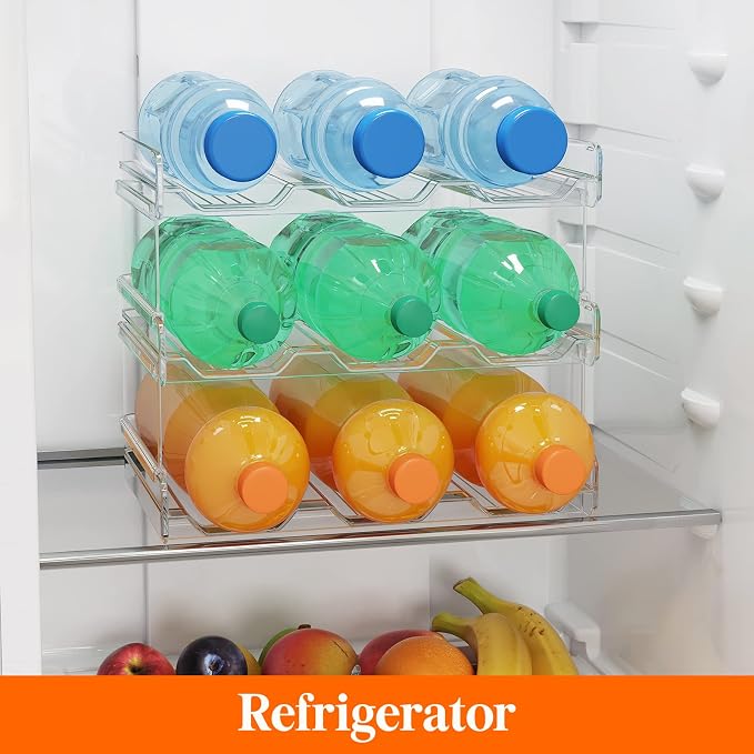 Lifewit 3 Tier Stackable Water Bottle Organizer for Cabinet, Plastic Bottle Holder Fits 9 Bottles/Tumblers up to 3.8" Diameter for Pantry/Countertop/Cupboard, 28 x 19 x 24 cm/11 x 7.5 x 9.5" - Image 8