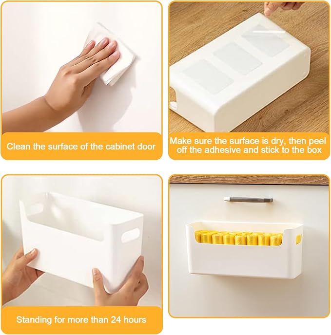 2 Pcs Kitchen Cabinet Door Organizer,Adhesive Mount Inside Cabinet Door Storage,Under Sink Door Storage Shelf for Kitchen,Bathroom,Office,Garage,Craft Room(White) - Image 8