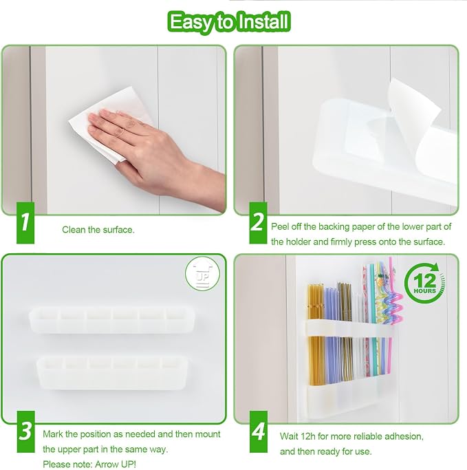 Straw Holder for Cabinet Door, Silicone Straw Organizer for Cabinet Door, Kitchen Cabinet Organizer Reusable Straws Dispenser for Home Kitchen Accessories (Transparent) - Image 6