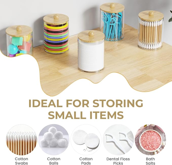 Bathrooms Toothbrush Holder Set with 3 PCS Qtip Holder (Wood Grain) | Easy to clean, Drainage, Detachable, Non-Slip, Kids Electric Toothbrush and Toothpaste Holder for Bathroom Counter Organizer - Image 6