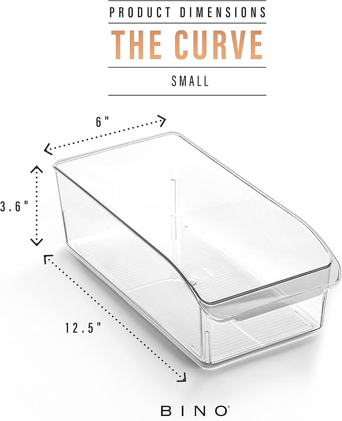 BINO | Plastic Storage Bins, Small | THE CURVE COLLECTION | Multi-Use Organizer Bins | Storage Containers Kitchen, Pantry and Home Organization | Fridge Organizers | Pantry Organization and Storage - Image 3