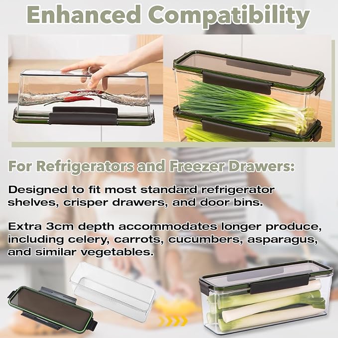 Upgraded Celery Keeper for Refrigerator – 3cm Deeper, BPA-Free Vegetable Storage Container with Reinforced Locking Lid, Durable PP Bin for Fresh Celery, Carrots & Cucumbers - Image 4