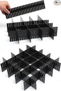 18Pcs Drawer Dividers, Adjustable Drawer Organizer for Socks, Underwear, Makeup, Can Help Tidy Kitchen, Bedroom, Dresser Black by Flytianmy
