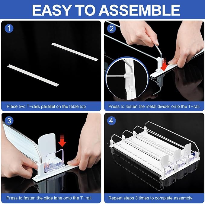 Drink Organizer for Mini Fridge, Automatic Pusher Drink Dispenser for Refrigerator, Soda Can Organizer for Beer Beverage, Holds up to 16 Cans 4Row (Depth12.2 xWide13.4) - Image 5