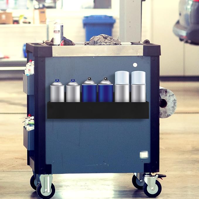 Gisafai 2 Pcs Magnetic Aerosol Spray Can Holder Heavy Duty Magnet Toolbox Bottle Holder Easy Install Spray Can Organizer Wall Mounted Bottle Rack for Garage(16.54 x 3.15 x 4.33 Inch,Black) - Image 6