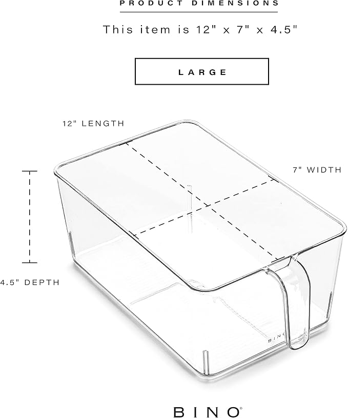 BINO | Clear Storage Organizer | THE HOLDER COLLECTION | Clear Containers for Organizing with Built-in Handles | Pantry Organization and Storage | Fridge Organizer | Smart Storage Bin Cabinet | Large - Image 3