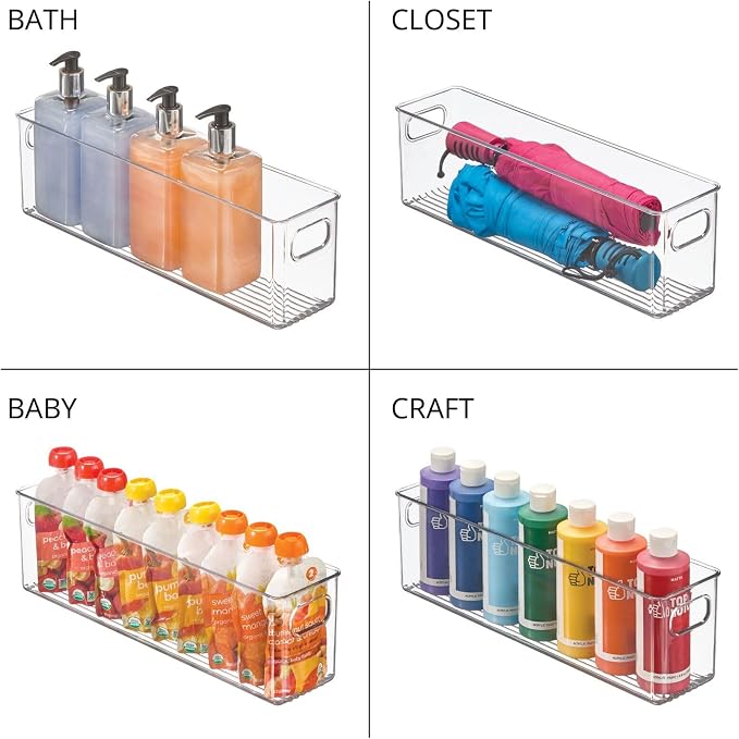 mDesign Plastic Kitchen Organizer - Storage Holder Bin with Handles for Pantry, Cupboard, Cabinet, Fridge/Freezer, Shelves, and Counter - Holds Canned Food, Snacks - 2 Pack - Clear - Image 6