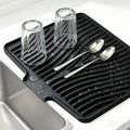 Silicone Dish Drying Mat,15.7"*13 "Dish Drying Pad,kitchen accessories,with Built-In and Non-Slip Drain,easy Clean, fit for kitchen, Bar, RV, Refrigerator and Drawer Liner, Black by EBIGIC