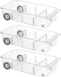 LXLXXL Fridge Organizer and Storage Drawer Rolling Refrigerator Bins,3 Pack | Silicone Wheels,3 Pack Adjustable Dividers,Easy to Clean,Organizer for Fridge,Pantry,Bathroom and Cabinet Organization by LXLXXL
