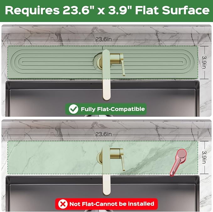 23.6 Inch Stone Faucet Mat for Kitchen Sink Splash Guard - Diatomite Quick Dry Stone Mat Kitchen Sink Protectors, Water-Absorbent Faucet Handle Drip Tray (Gray, 23.6" x 3.9") - Image 2