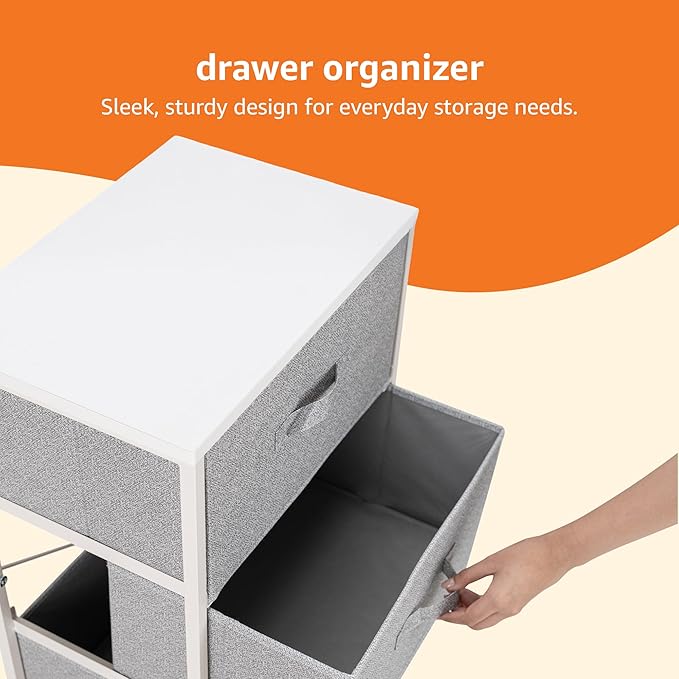 Amazon Basics Fabric 4-Drawer Storage Organizer Unit for Closet, Bedroom, White - Image 3