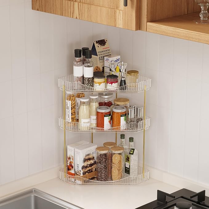 Lifewit 3 Tier Corner Bathroom Counter Organizers and Storage, Clear | Plastic Makeup Skincare Organizers Countertop, Large Sink Cosmetic Perfume Shelf for Bedroom, Dresser, Kitchen, Vanity - Image 6