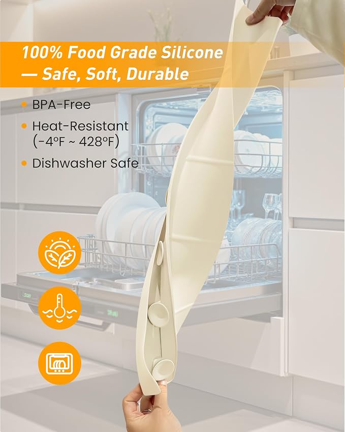 Kitchen Sink Splash Guard 23" 18" 30" Silicone Water Guard with Strong Suction Cups, Faucet & Countertop Protector, Bathroom & Sink Edge Splash Guard Strip, Dishwasher Safe-Cream 23" - Image 5
