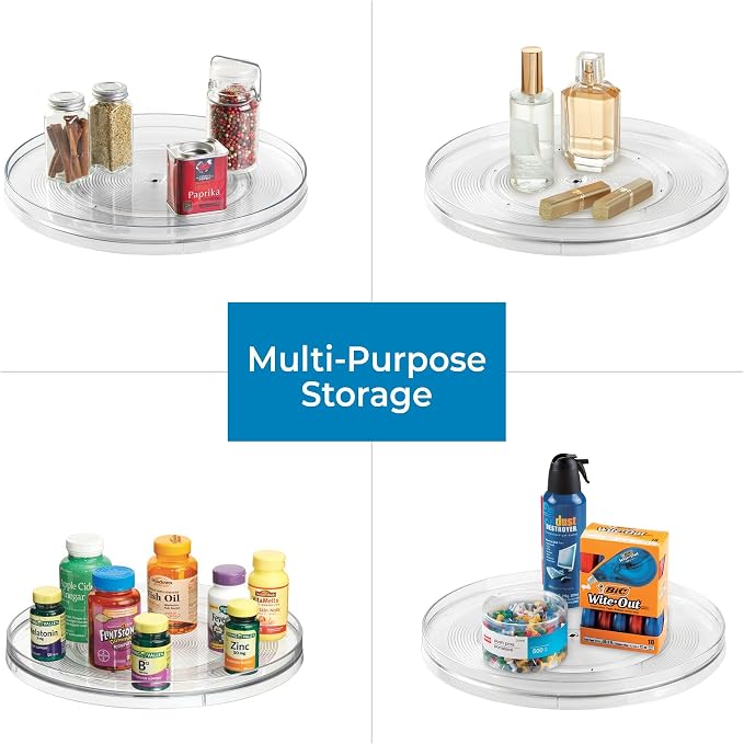 iDesign 14.5-Inch Lazy Susan Organizer, Clear | Large Turntable, For Cabinet or Pantry - Image 3