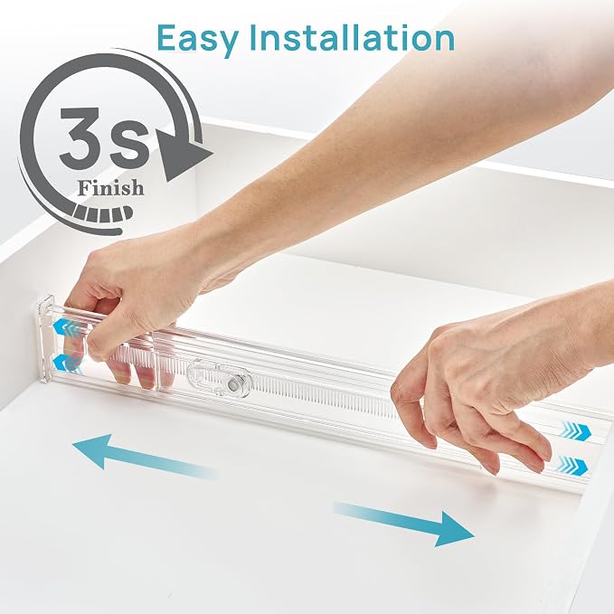 Vtopmart 2.36" Short Upgrade Drawer Dividers 12.8"-22.3" Expandable 12 Pack | Adjustable Kitchen Drawer Organizer, Clear Plastic Separator for Flatware, Utensils, Cutlery, Underwear Storage, Space Saving - Image 6