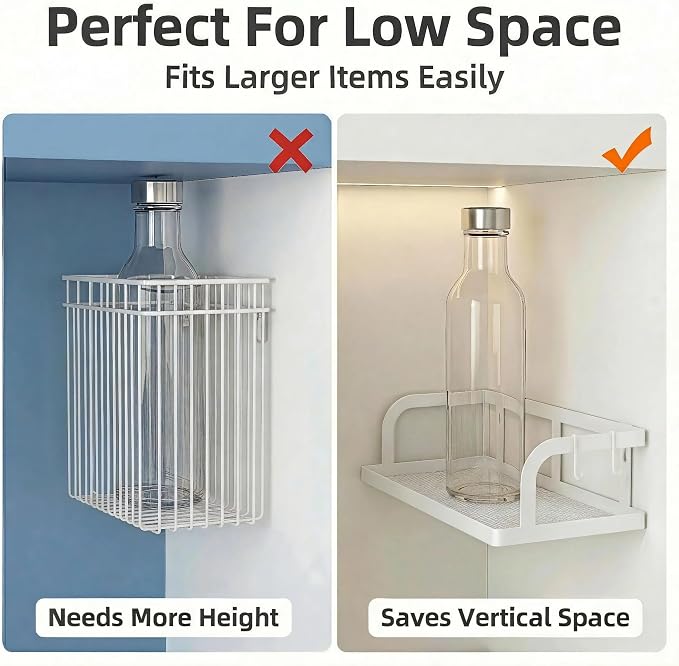 PUSDON 2-Pack 16.5" Extra Long Slim Hollowout Shower Caddy, Wall Mount Spice Rack & Bathroom Organizer, Mesh Bottom Cabinet Door Shelf Holds 50LBS - White, Hollowout - Image 5