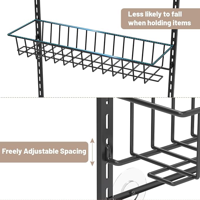 ElegantArray 9-Tier Pantry Door Organizer, Black | Over The Door Pantry Organizer Rack and Storage, Hanging Spice Rack Shelves Door, Home Office Laundry Room Bathroom & Kitchen - Image 3