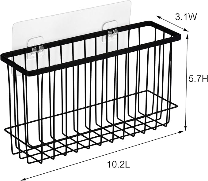 Toplife Wall Door Adhesive Kitchen Wrap Organizer Rack, No Drilling, Black, 2 Pack - Image 2