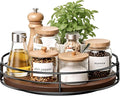 Optish 10" Elegant Lazy Susan, Non-Skid Turntable Spice Organizer, Wooden | 360° Smooth Rotation, Clear Design, Tall Raised Edge, Easy Access, Load 15 lbs, for Spices, Cabinet, Pantry, Fridge, kitchen by Optish